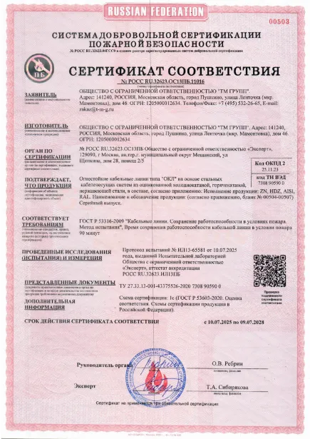 Сертификат соответствия пожарной безопасности