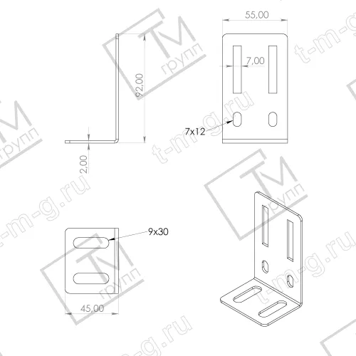 Стеновое крепление лотка (кронштейн) чертеж