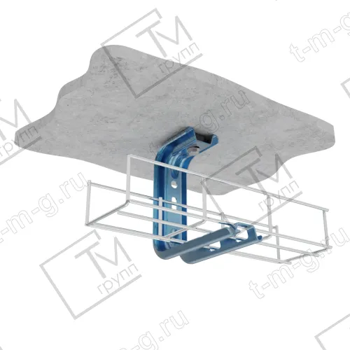Пример монтажа С-образного подвеса (Консоли потолочной) для проволочного лотка