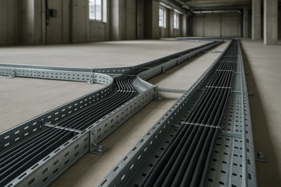 Напольный монтаж кабельных лотков